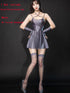 Satin Smooth Backless Pleated Micro Mini Dress for Women